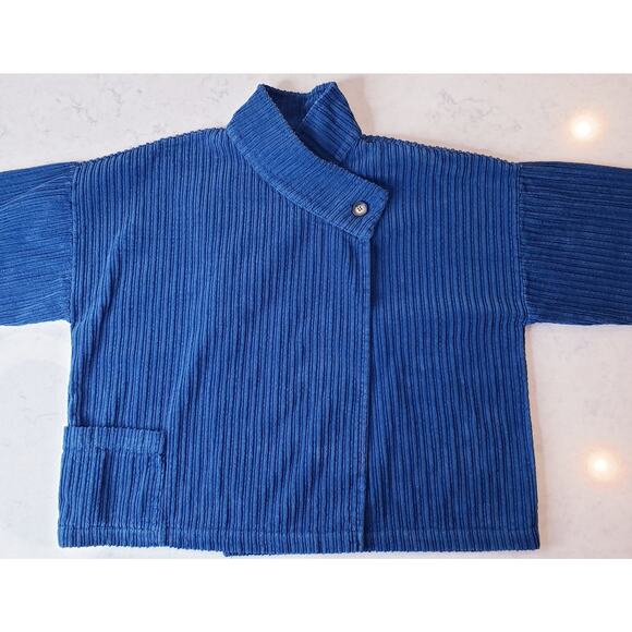 BRYN WALKER Ribbed Corduroy Jacket Blue Minimalist Lagenlook Women's Size Medium - Picture 4 of 13